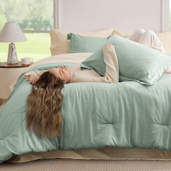 Bedsure Queen Comforter Set - 7 Pieces Sage Green Queen Bedding Set for All - Picture 6 of 6